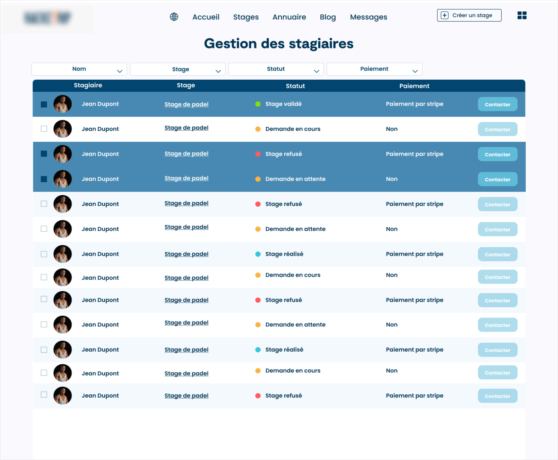 Projet en cours: sport